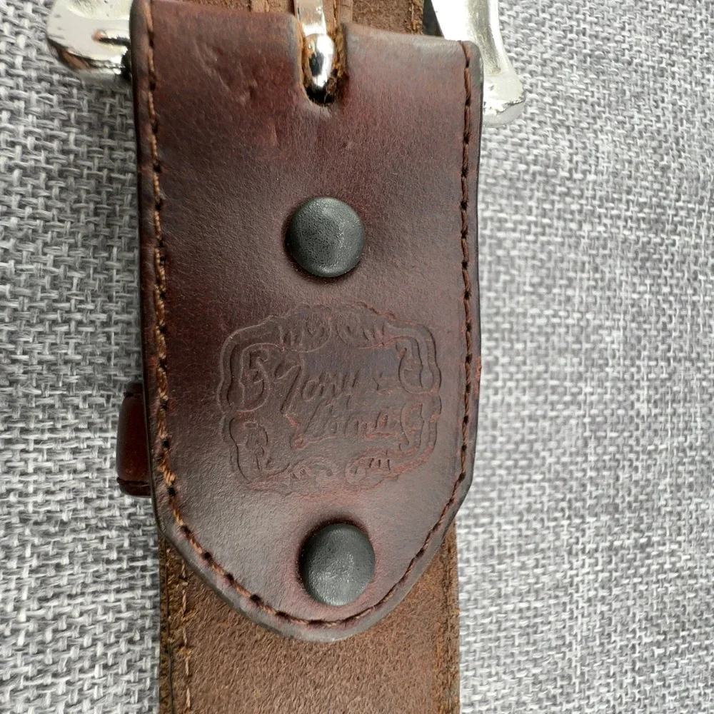 Tony Lama Men's Cutting Champ Leather Belt Size 40 Brown Scalloped Concho READ